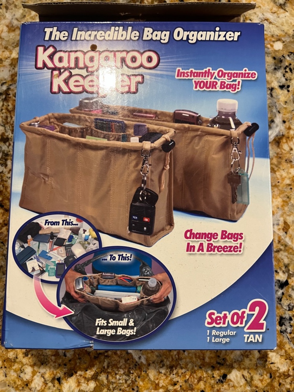 Kangaroo Keeper Bag Organizer - Tan (Set of 2)